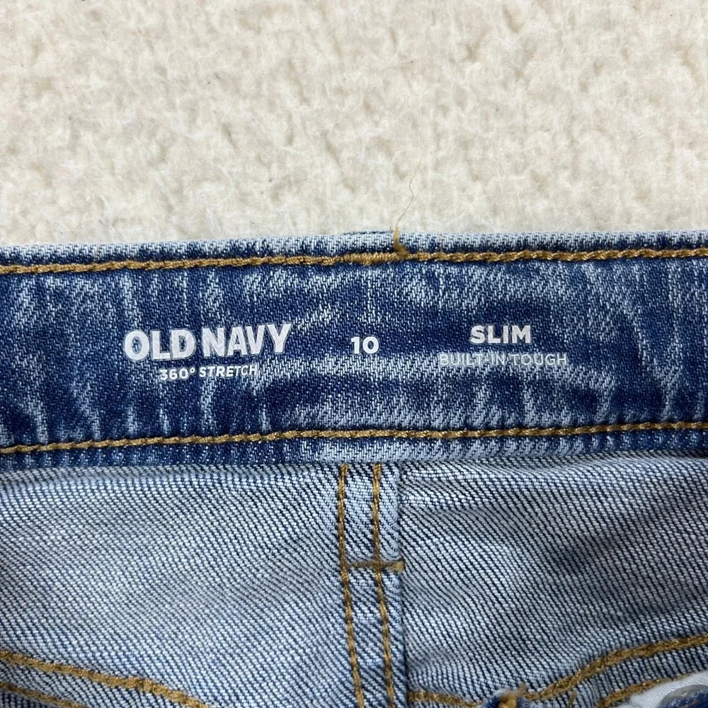 Old Navy Jeans Boys 10 Blue 360 Slim Built-In Tough Distressed Ripped 616944-05